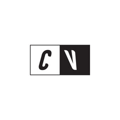 Monogram Logo Design Unique Simple Bold CV Initial Alphabet Vector Alphabet