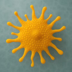 Obraz premium An abstract artistic rendering of a vibrant yellow sun, its radiant form set against a tranquil blue backdrop. The artwork evokes warmth, energy, and a sense of natural beauty.