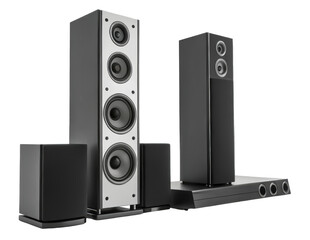 Obraz premium Home theater system png audio system png surround sound png speaker system png entertainment system png transparent background image