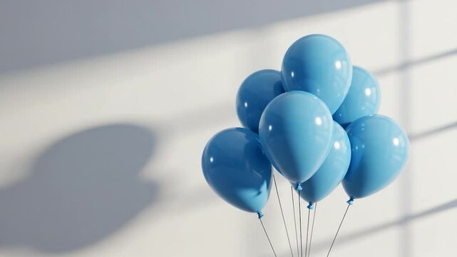 Bunch of light blue balloons against white background party celebration decoration
