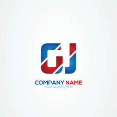 GJ JG Creative Modern Letters Logo Design Element, red and blue
