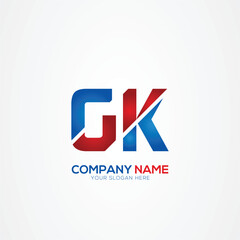 GK KG Creative Modern Letters Logo Design Element, red and blue