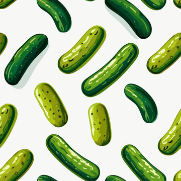 simple illustration on white background; isolated pickles; repeating pattern