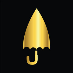 gold color umbrella icon , template, flat, design, vector, illustrations, education, style, trendy, collections