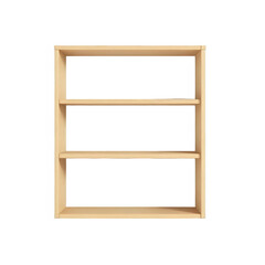 Wooden shelf with three tiers isolated on transparent background