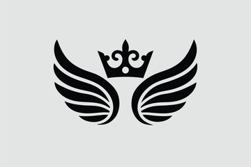 Obraz premium Black winged crown icon vector