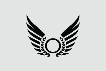 Obraz premium Elegant winged emblem design with laurel and circle featuring transparency
