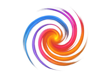 Colorful vortex spinning dynamically, generating abstract whirl of vivid hues against transparent backdrop, representing creative motion and energy