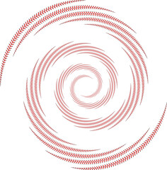 Abstract swirl pattern made from baseball stitch details. Vector illustration on white