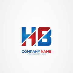 HB or BH Creative Modern Letters Logo Design Element, red and blue