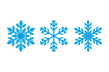 Blue snowflake icon set isolated vector illustration