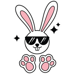 stylish bunny in dress with black glasses isolated vector illustration on white background