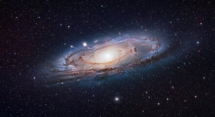 Spiral galaxy with stars in dark space