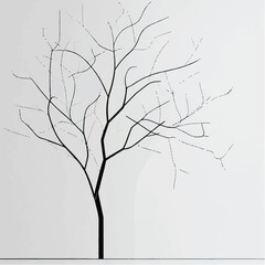 Bare black branches silhouette against the sky, a dry winter tree design