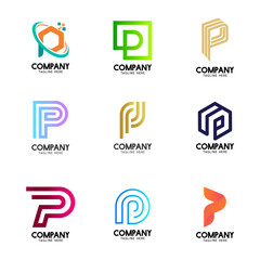 Set of Letter P logo template.