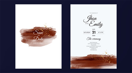 wedding invitation cards, watercolor textures and fake gold splashes for a luxurious touch	
