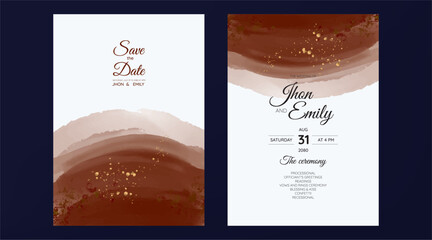 wedding invitation cards, watercolor textures and fake gold splashes for a luxurious touch	
