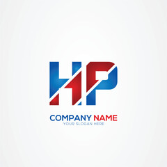 HP or PH Creative Modern Letters Logo Design Element, red and blue