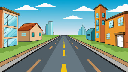 Empty Street Perspective Low Angle Urban View