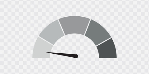 Risk meter from low to high level. isolated on white and black background. vector illustration. 
  Scale meter with low, high and medium bar. Level risk graph or control quality. eps10