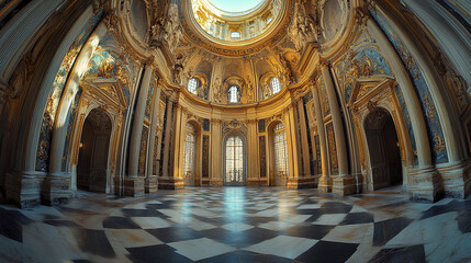 Obraz premium Majestic baroque architecture interior with intricate details and elegant design
