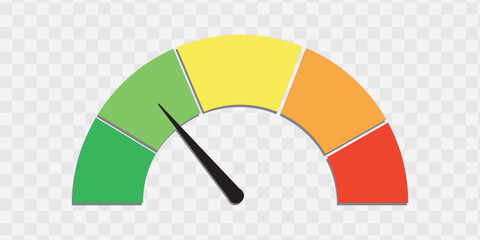 Risk meter from low to high level. isolated on white and black background. vector illustration. 
  Scale meter with low, high and medium bar. Level risk graph or control quality. eps10