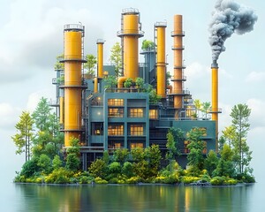 Obraz premium Sustainable factory design showcased for business growth