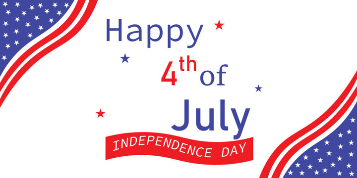 4th of July greeting card with brush stroke background in United States national flag colors and hand lettering text Happy Independence Day. Vector illustration.eps10 - Powered by Adobe
