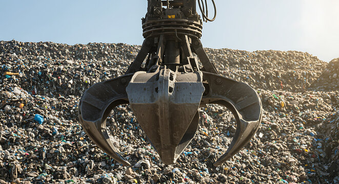 Modern Waste Management Industrial Grapple in Landfill