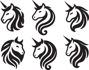 Unicorn Head Silhouettes A Collection of Mythical Creature Logos