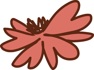 Abstract hand-drawn flower with bold red petals and expressive lines