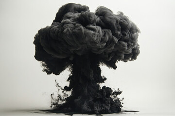 Black Ink Cloud Explosion Abstract Art Dark Grey Smoke