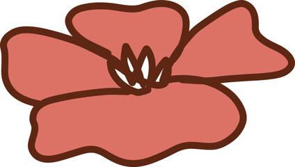 Simple hand-drawn flower illustration in red