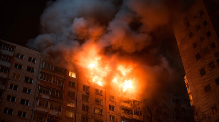 Fire in a multi-storey building.