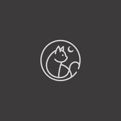 Cat logo in clean and minimalist line art design.
