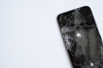 Broken mobile phone screen, cracked screen, cut lines, damaged smartphone monitor, broken mobile...