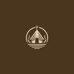 African village hut logo in simple and cultural design style.