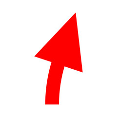 Red arrow cursor pointer icon pointing diagonally up and left on white background for web interface and navigation design
