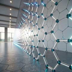 onceptual Abstract 3D Illustration of Advanced Material Science with Nanostructures and Energy Layers