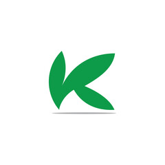letter vk simple green leaf vegetables geometric logo vector