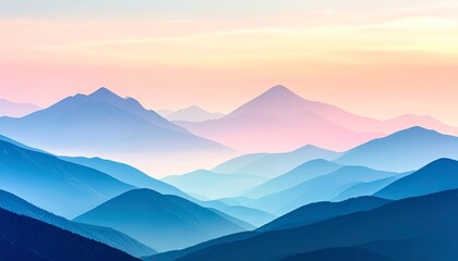 Obraz premium Dreamy Pastel Mountain Landscape Ethereal Haze and Soft Hues