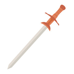 Zweihander longsword. Medieval-style double-edged blade. Flat style hand drawn vector illustration