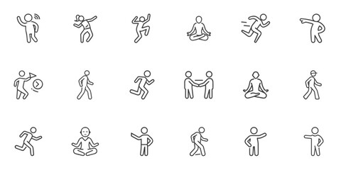 Full body people icon set for -- Dynamic Human Figure Icon Set for Motion Graphics, Fitness Applications, Activity Illustrations, UX Design and Educational Materials
