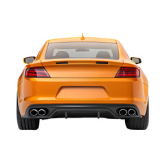 Orange Car Back View &ndash; Sporty Rear Vehicle Design on Pure White Background


