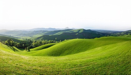 Obraz premium green hills landscape cut out natural view grass beauty nature background fertile mountain white transparent farm outdoors ecosystem flora plantation heaven panoramic view