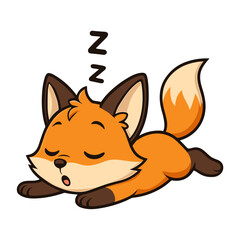 Cartoon fox sleeping mascot illustrations