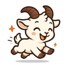 goat cartoon jumping goat smiling illustrations