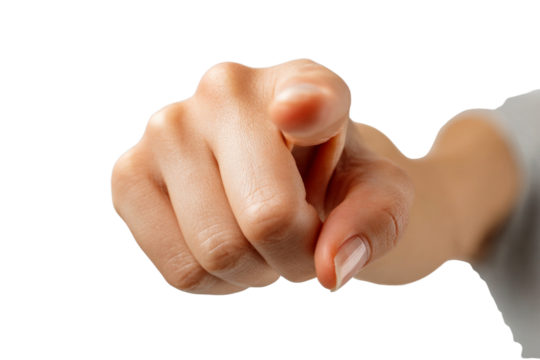 A hand pointing to the right