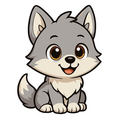 Obraz premium Charming cartoon cute wolf mascot illustrations
