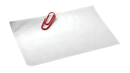 Blank paper with clip office note mockup template on transparent background